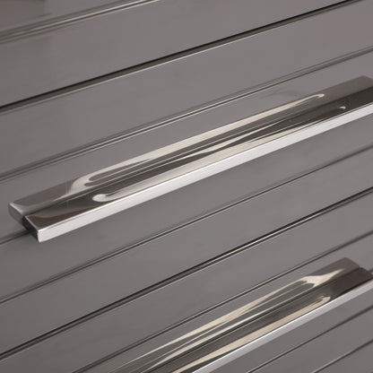 Splendor Grey High Gloss Slatted Six-Drawer Chest