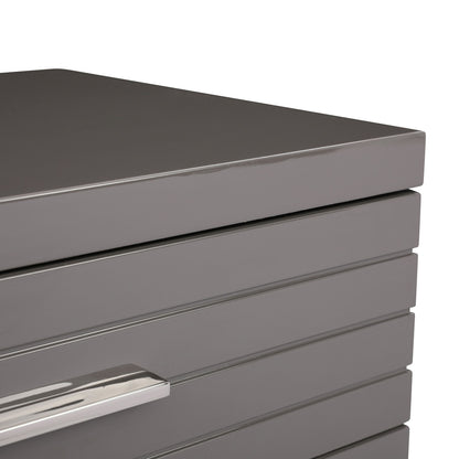 Splendor Grey High Gloss Slatted Six-Drawer Chest