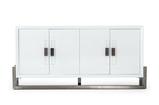 Lenny White High Gloss and Stainless Steel Gun Metal Buffet