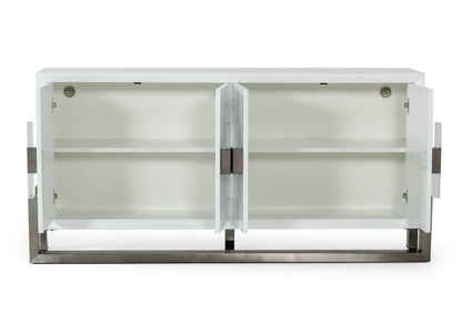 Lenny White High Gloss and Stainless Steel Gun Metal Buffet