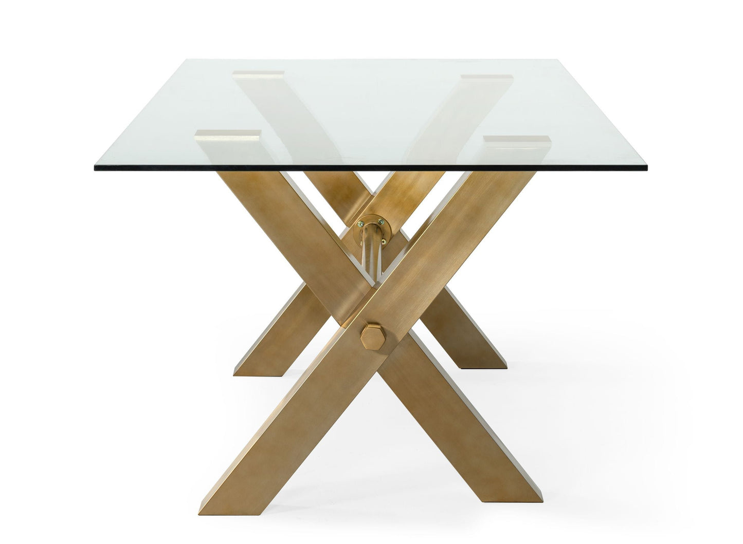 Modrest Dandy - Modern Golden & 15mm Glass Dining Table