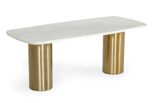 Modrest Rocky - Glam White Marble & Brush Gold Large Dining Table