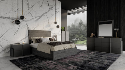 Lucia Italian Matte Grey and Elm Grey Bedroom Set