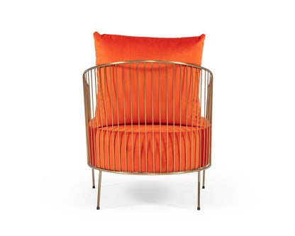 Modrest Loveland - Glam Orange Velvet Accent Chair