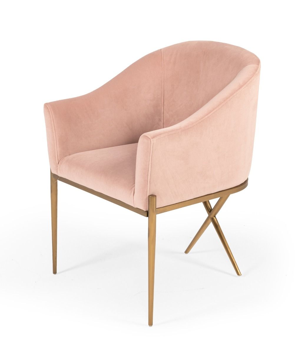 Modrest Mancos - Modern Pink Velvet Accent Chair