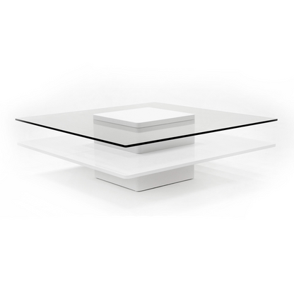 Clarion White and Clear Glass Round Coffee Table