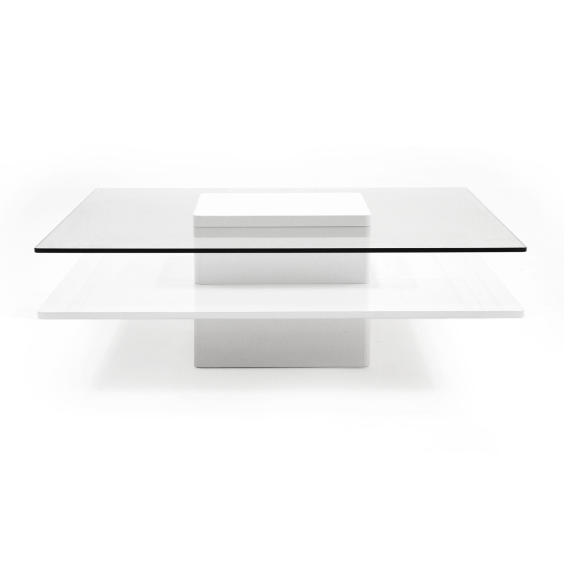 Clarion White and Clear Glass Round Coffee Table