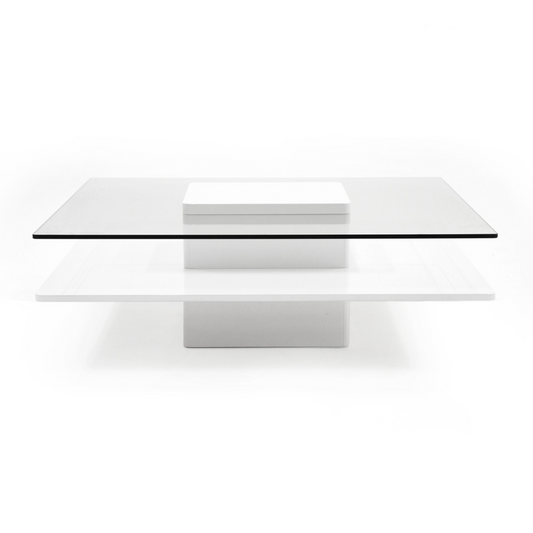 Clarion White and Clear Glass Round Coffee Table