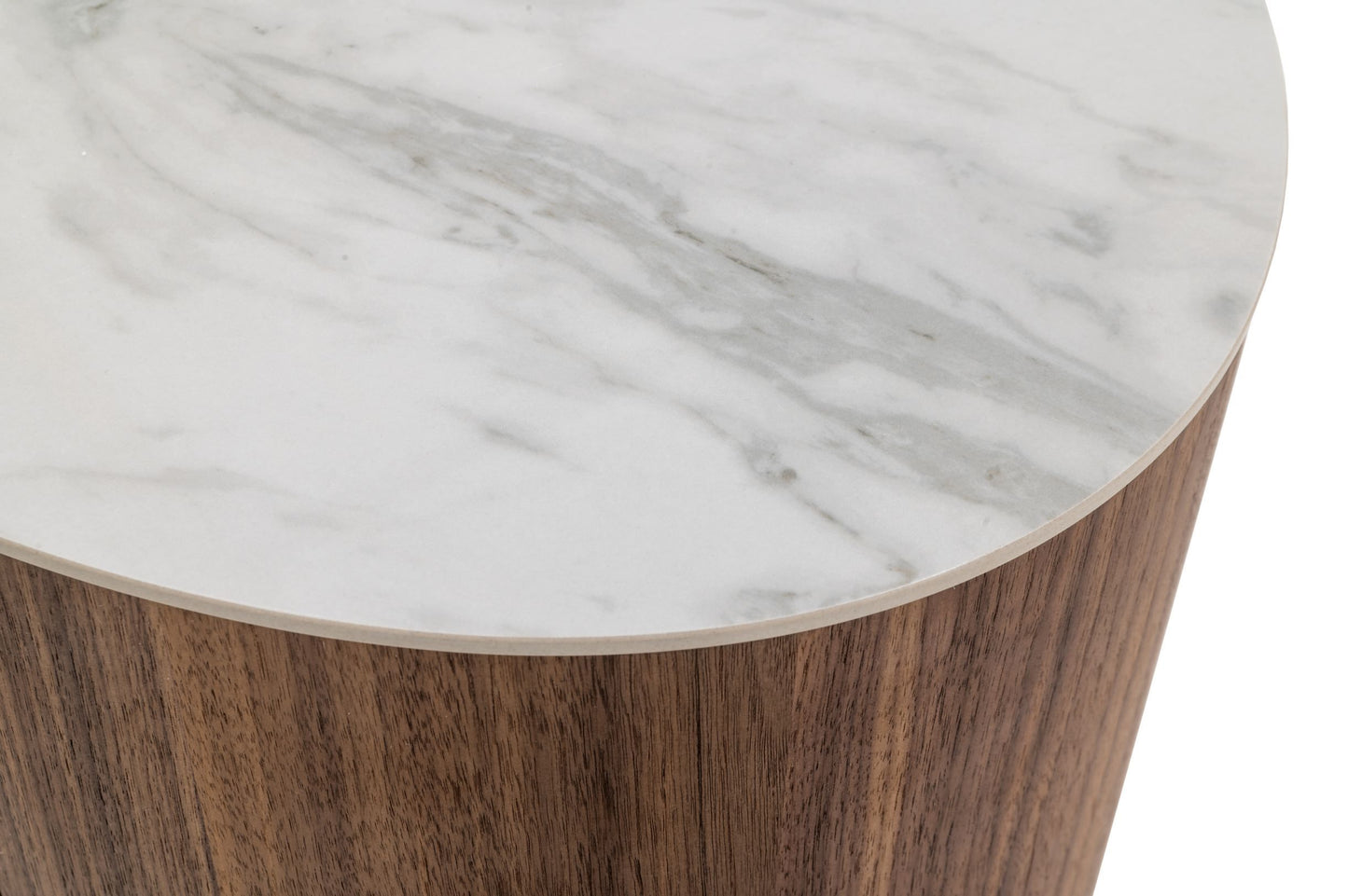 Modrest Chelton - Contemporary White Ceramic & Walnut Oval Nightstand