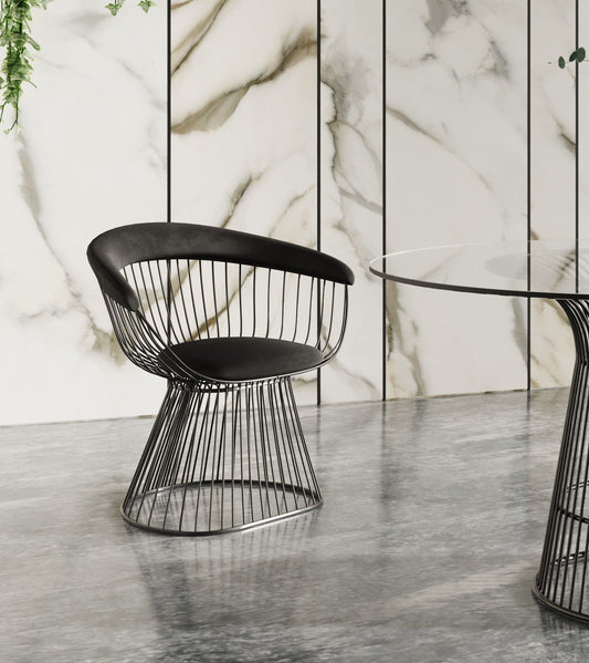 Modrest Chandler Modern Black Velvet & Black Stainless Steel Dining Chair