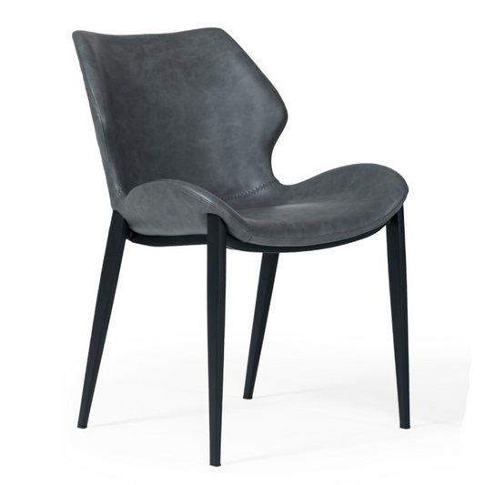 Instone Industrial Dark Grey Eco-Leather Dining Chair - Set of 2
