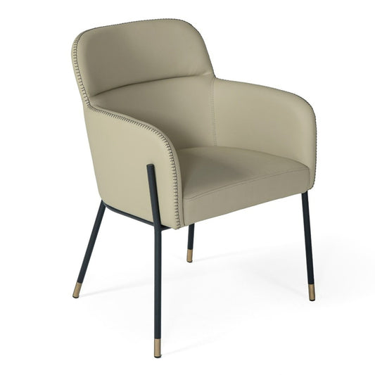 Brady Black Metal Greige Vegan Leather Dining Chair