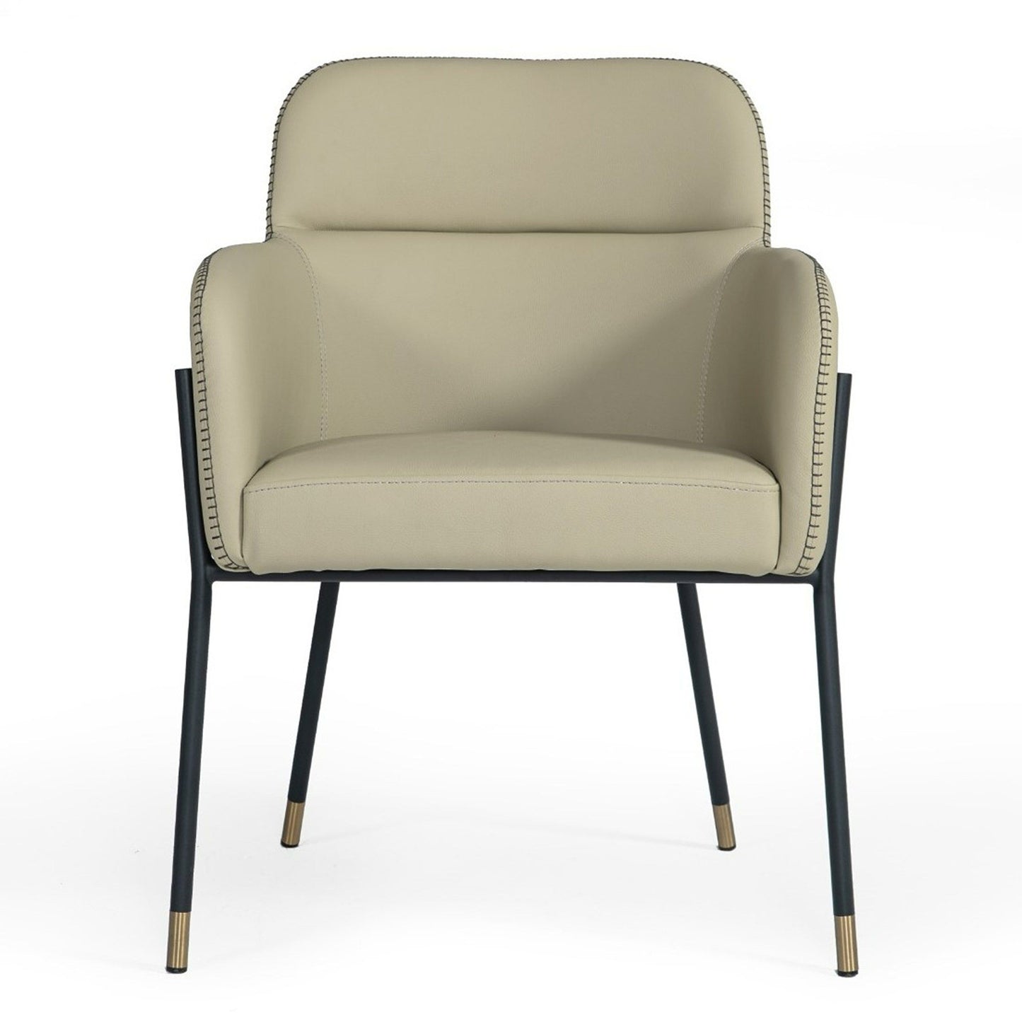 Brady Black Metal Greige Vegan Leather Dining Chair