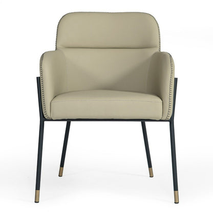 Brady Black Metal Greige Vegan Leather Dining Chair