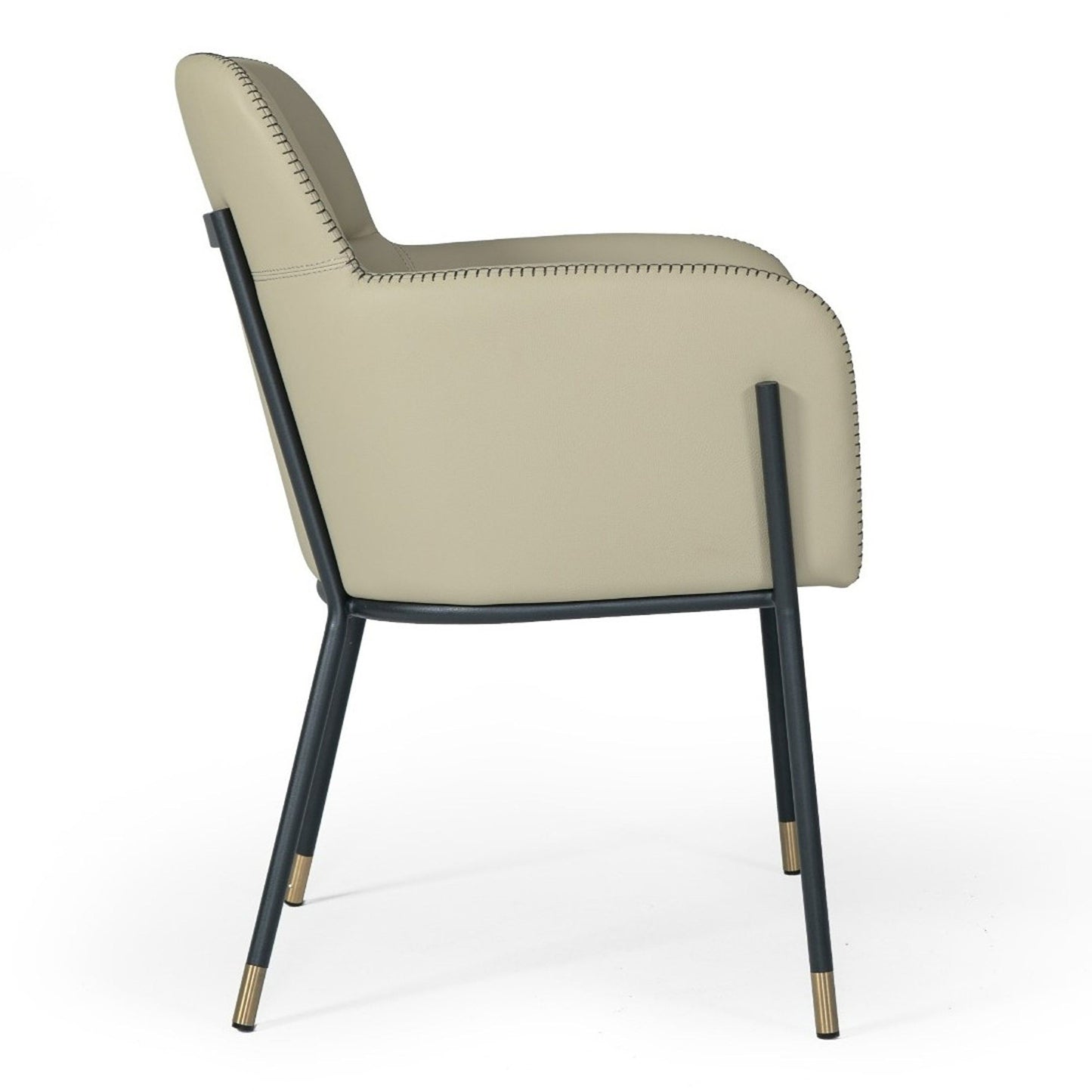 Brady Black Metal Greige Vegan Leather Dining Chair