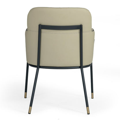 Brady Black Metal Greige Vegan Leather Dining Chair