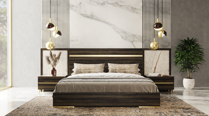 Nova Domus Velondra Modern Eucalypto & Marble 4-Piece Bedroom Set – Contemporary Luxury Furniture