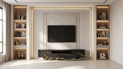 Legend Black and Champagne Gold TV Stand