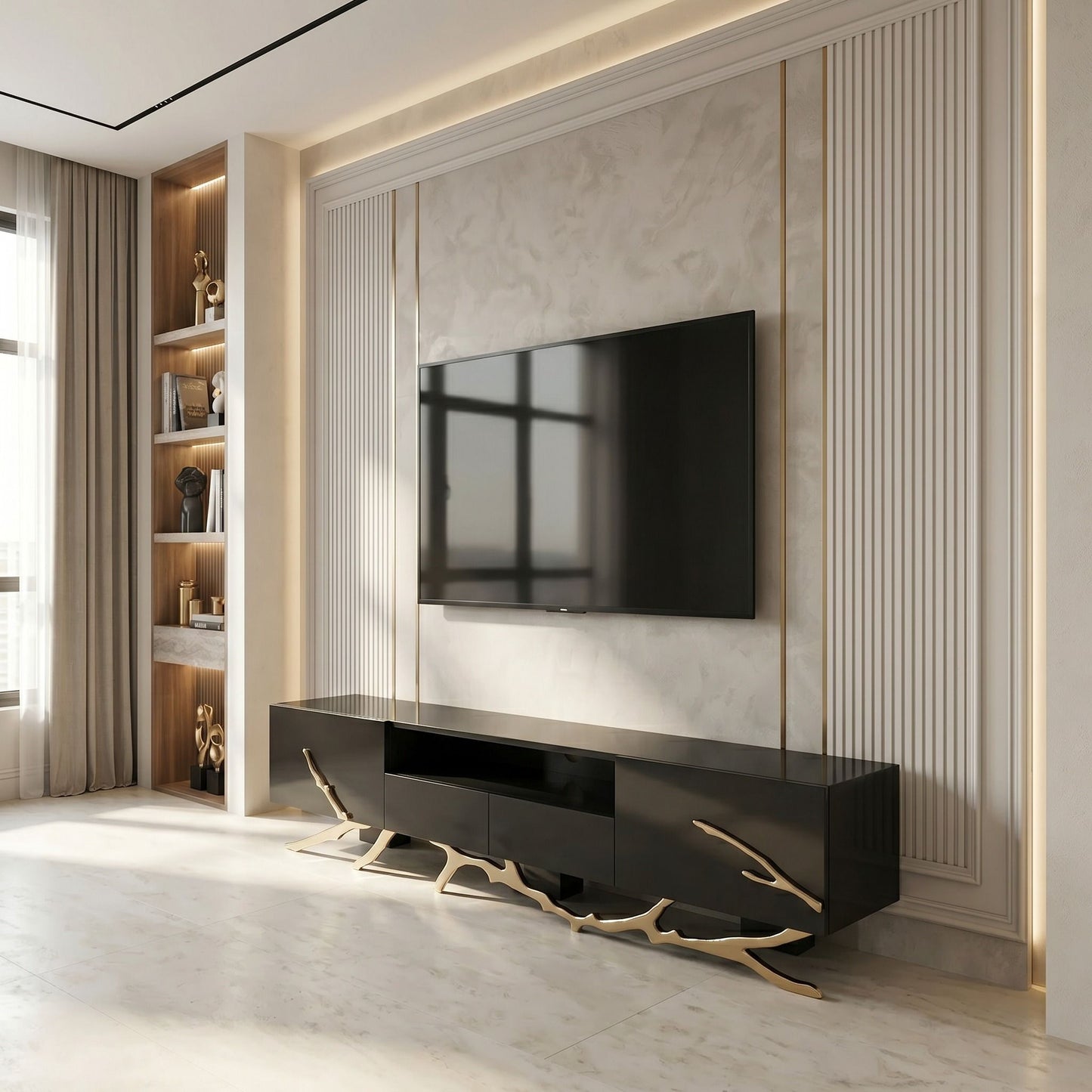 Legend Black and Champagne Gold TV Stand