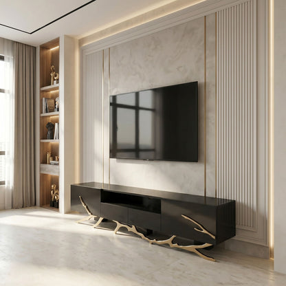 Legend Black and Champagne Gold TV Stand