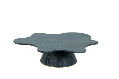 Modrest Gabbro Low Glam Black Wood & Gold Coffee Table – Luxurious Modern Accent Piece