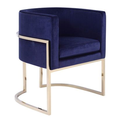 Betsy Navy Blue Velvet and Gold Dining Chair