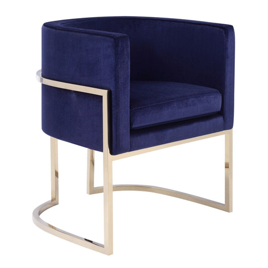 Betsy Navy Blue Velvet and Gold Dining Chair