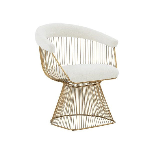 Modrest Chandler - Modern  White Sherpa and Matte Gold Dining Chair