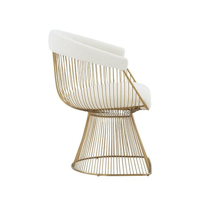 Modrest Chandler - Modern  White Sherpa and Matte Gold Dining Chair