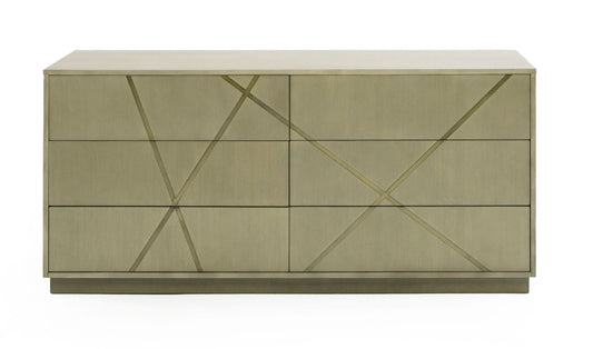 Modrest Nixa - Modern Wide Birch + Brushed Bronze Dresser