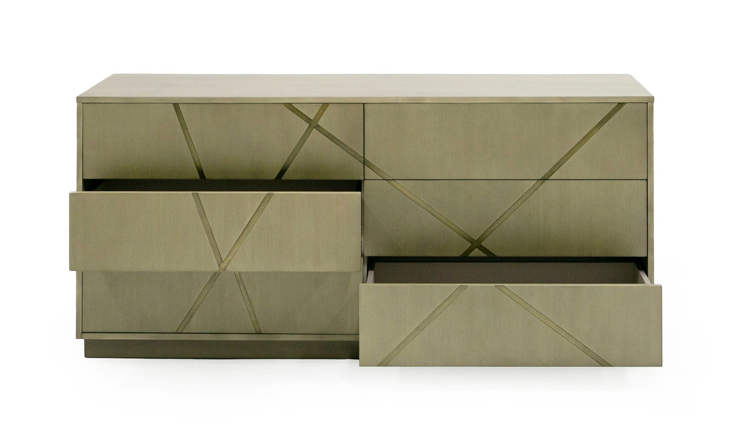 Modrest Nixa - Modern Wide Birch + Brushed Bronze Dresser