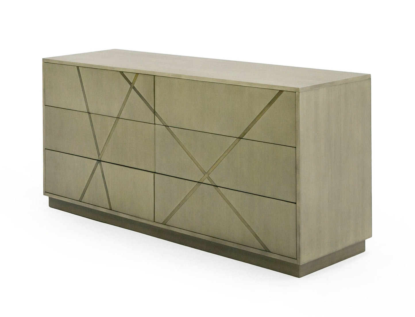 Modrest Nixa - Modern Wide Birch + Brushed Bronze Dresser