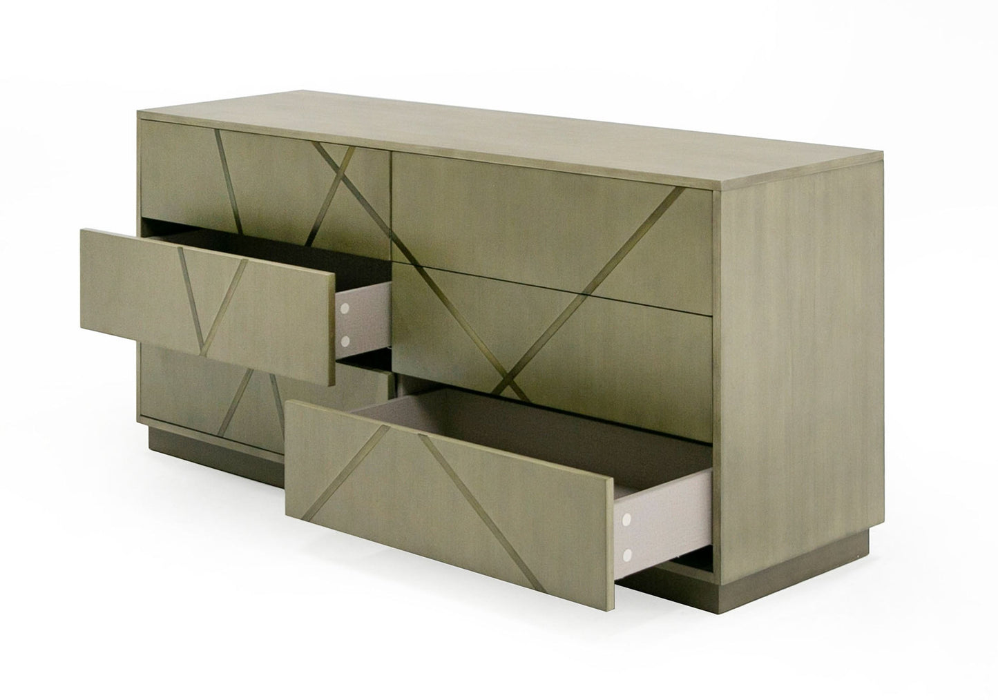 Modrest Nixa - Modern Wide Birch + Brushed Bronze Dresser