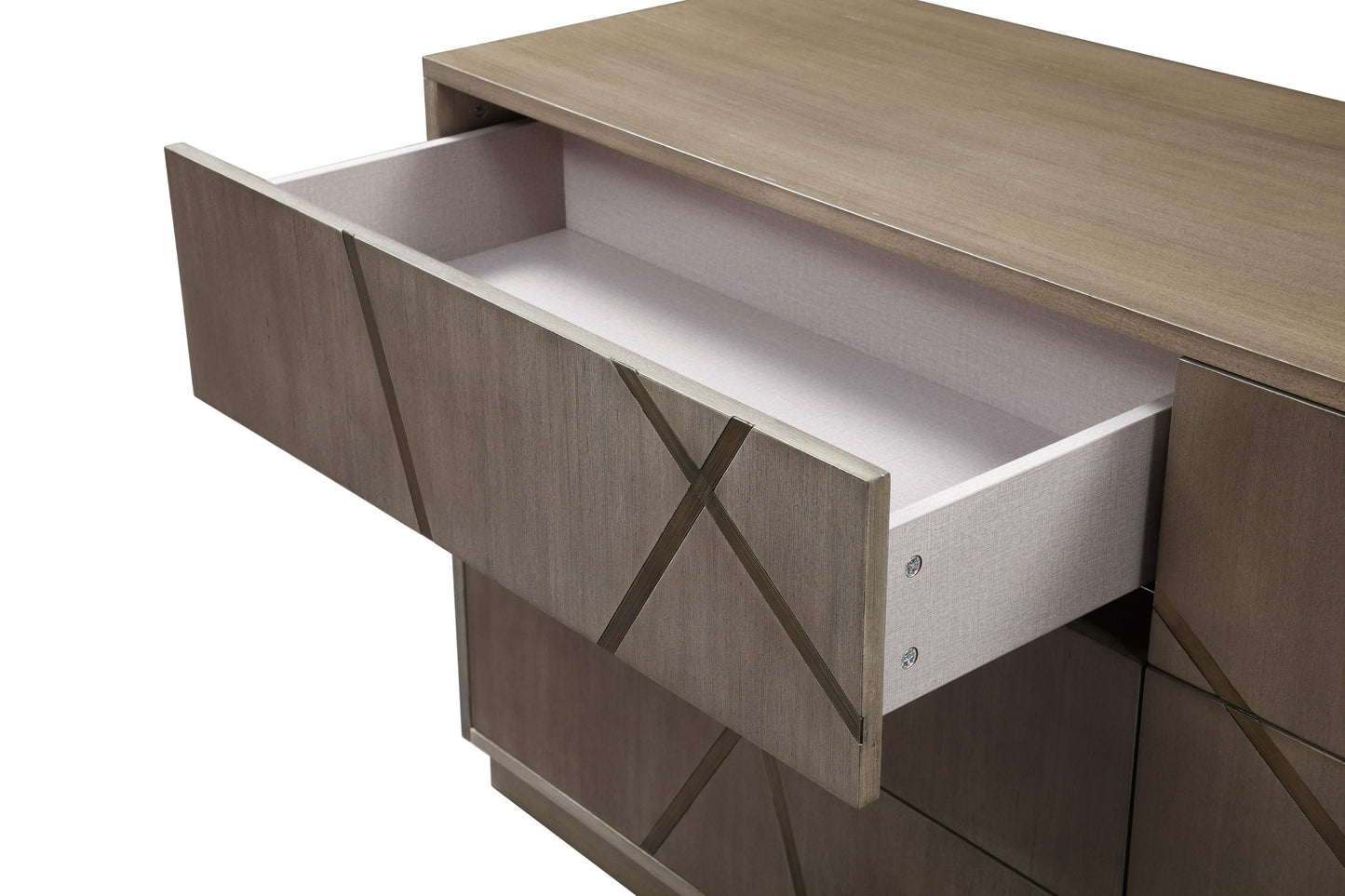 Modrest Nixa - Modern Wide Birch + Brushed Bronze Dresser