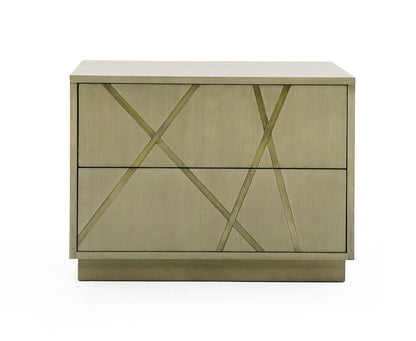 Modrest Nixa - Modern Wide Birch + Brushed Bronze Nightstand