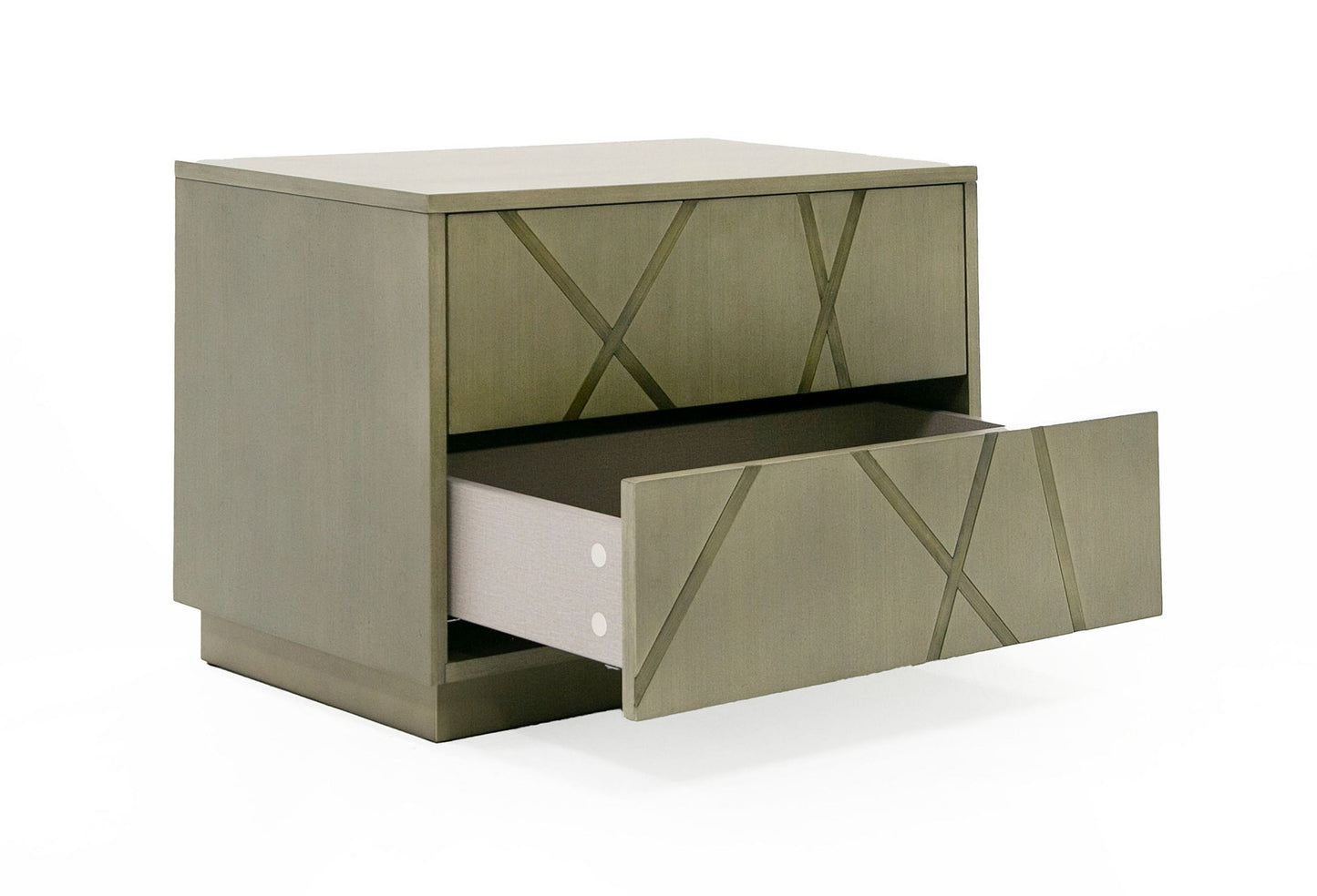 Modrest Nixa - Modern Wide Birch + Brushed Bronze Nightstand