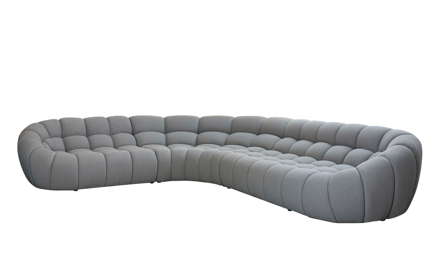 Divani Casa Yolonda - Modern Light Grey Curved Sectional Sofa