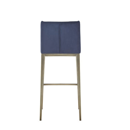 Modrest Mimi - Contemporary Blue Velvet + Brass Counter Stool Set of 2