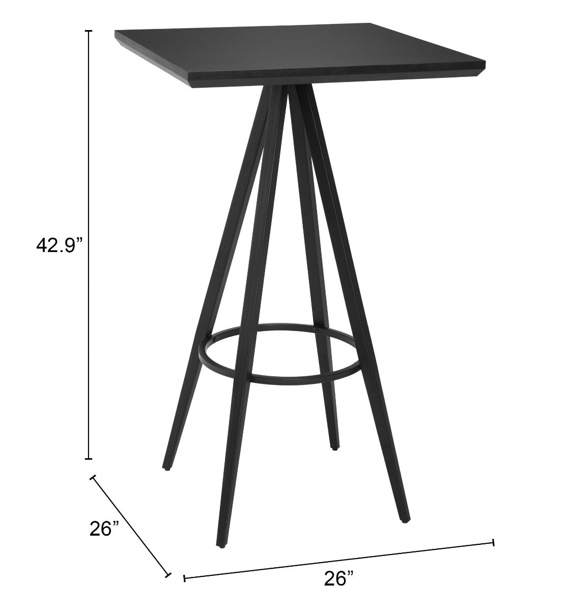 Tinos Bar Table Black