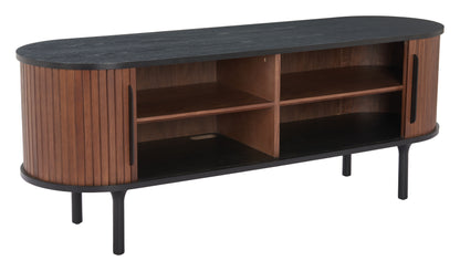 Koriana Entertainment Stand Black & Walnut – Modern Black & Walnut Entertainment Stand for Stylish Living Rooms