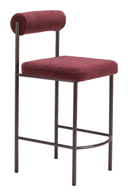 Livorno Counter Stool Set of 2 - Red & Bronze Elegant and Comfortable Counter Stools for Contemporary Kitchens and Dining Spaces