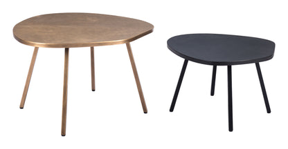 Castelo Coffee Table Set (2-Piece) - Brass & Black Stylish and Sophisticated Coffee Tables for Modern Living Rooms