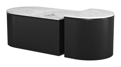 Ormara Coffee Table Set (2-Piece) - White & Black Sleek and Modern Coffee Tables for Contemporary Living Spaces