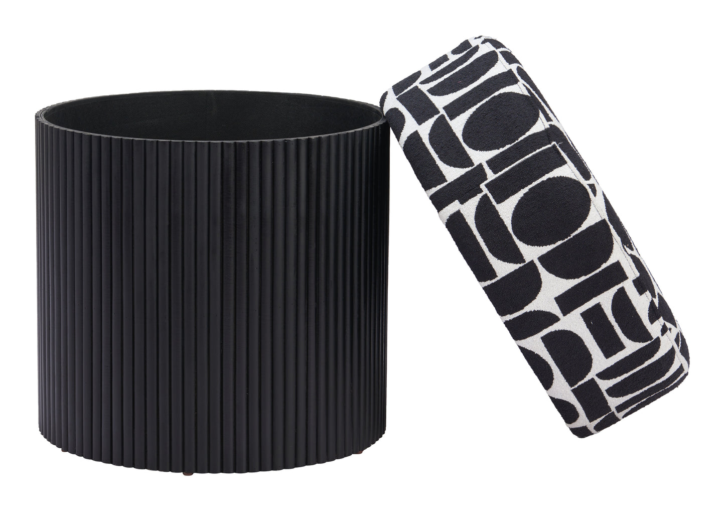 Boto Storage Ottoman Black & White – Chic and Practical Black & White Storage Ottoman for Living Room or Bedroom Decor