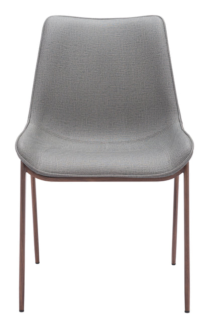 Magnus Dining Chair Set of 2 - Slate Gray & Walnut Modern and Stylish Upholstered Chairs for Elegant Dining Rooms