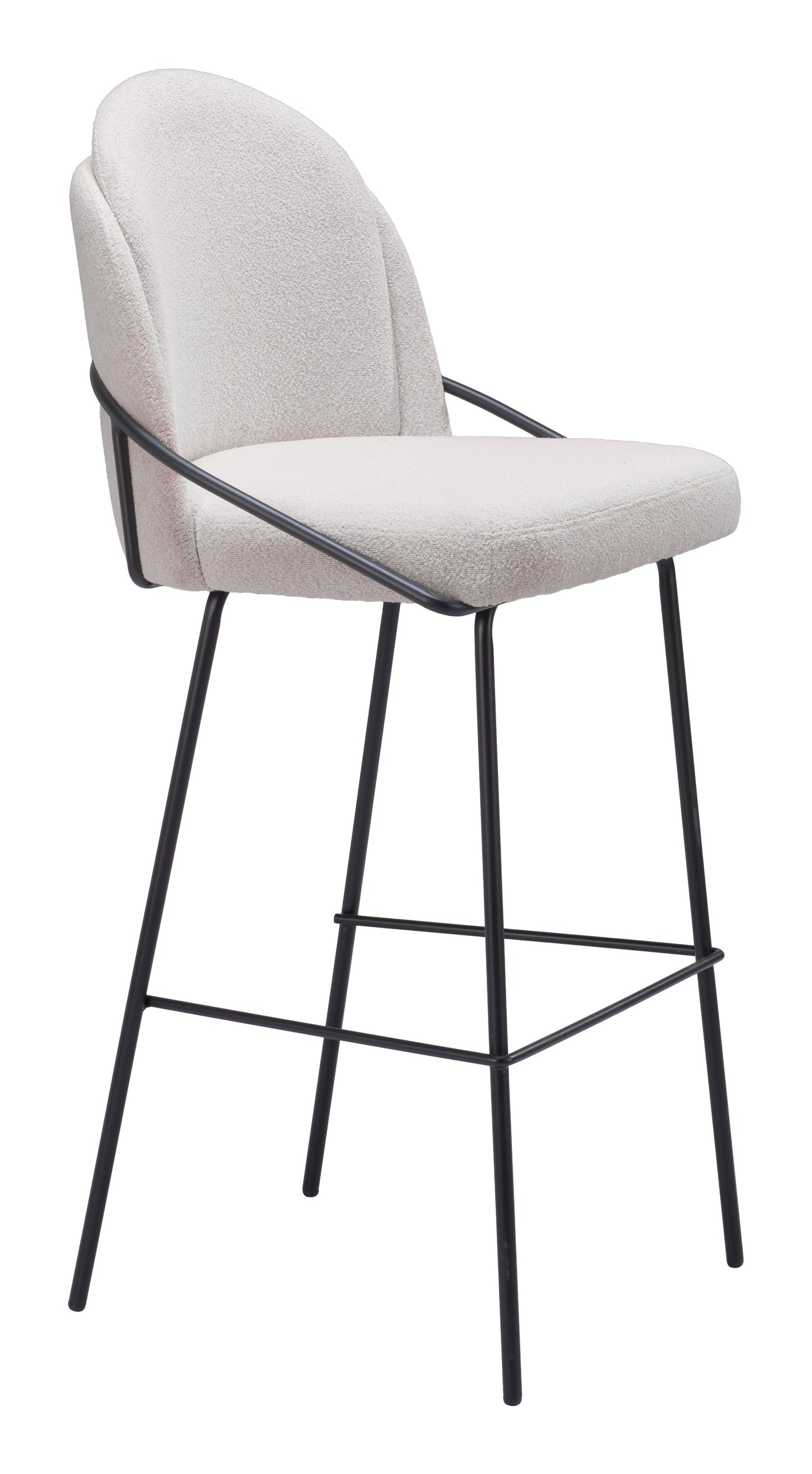 Jambi Barstool Set of 2 - Ivory Elegant and Comfortable Upholstered Barstools for Modern Kitchens and Bars