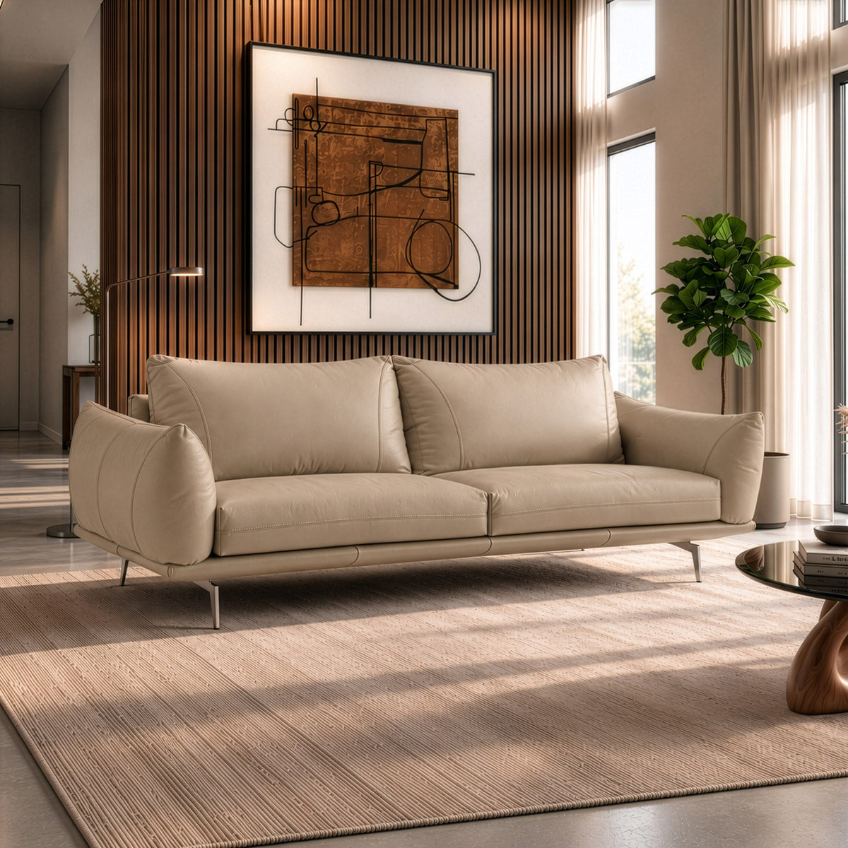 Saint Tropez Modern Italian Desert Leather Sofa