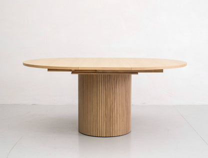 Modrest Miami - Modern Natural Oak Round Dining Table With Extension