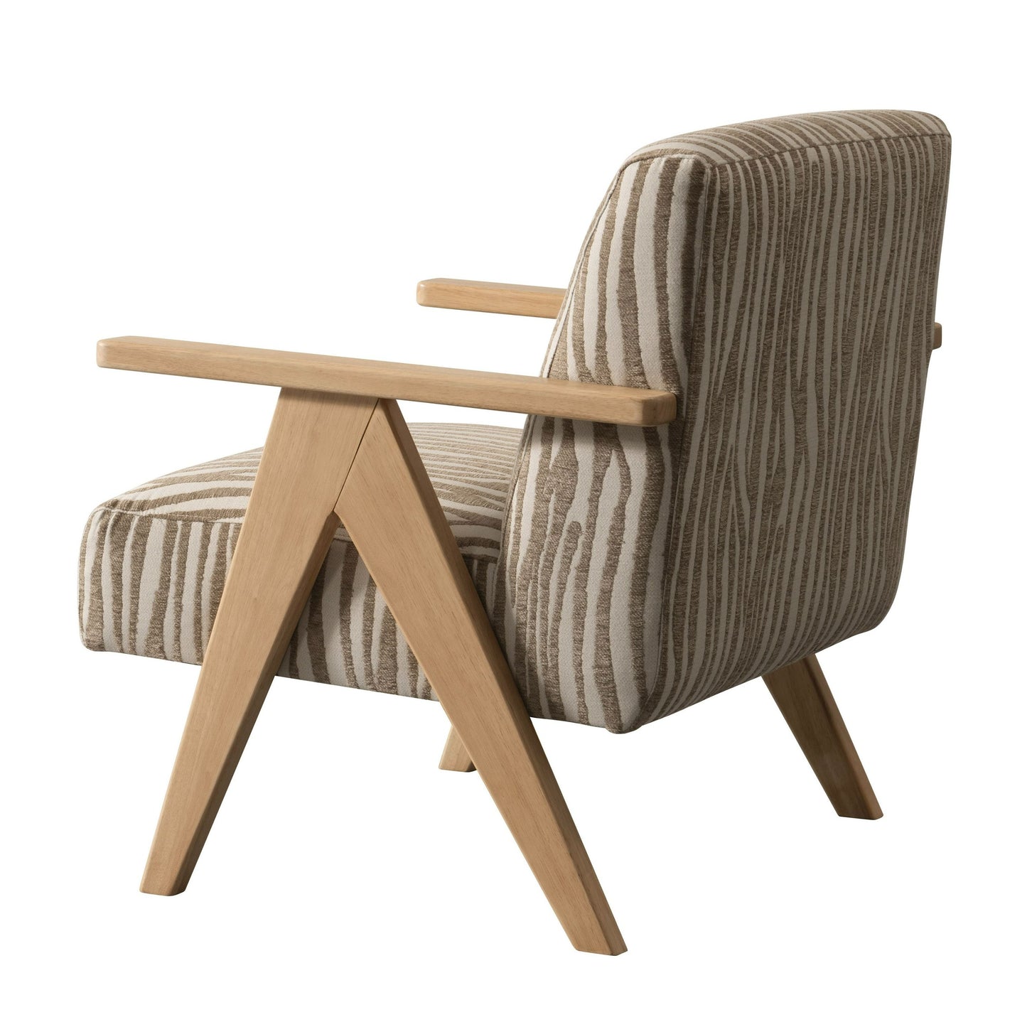 Modrest Oakhurst - Modern Beige Pattern + Wood Accent Chair