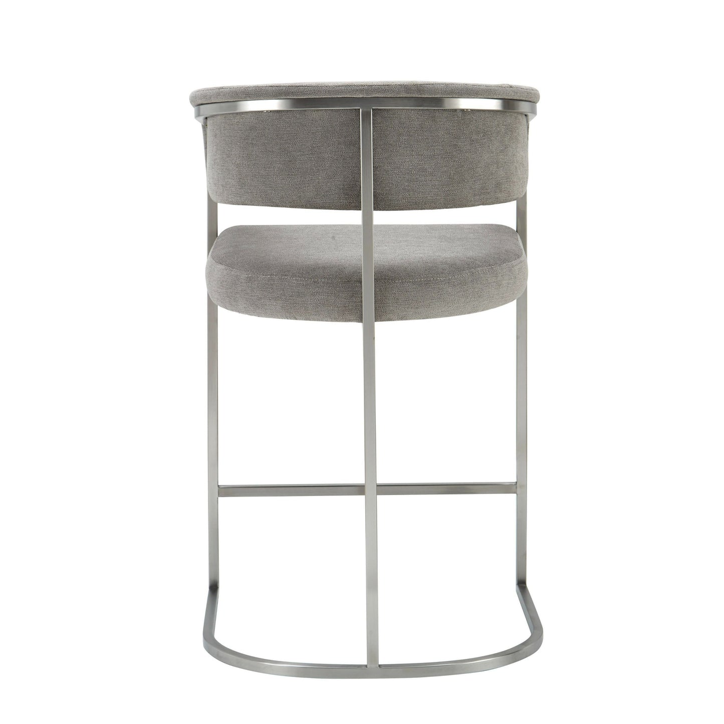Modrest Sebastian Modern Grey Fabric + Stainless Steel Counter Chair - Stylish and Comfortable Seating for a Contemporary Kitchen or Bar Area